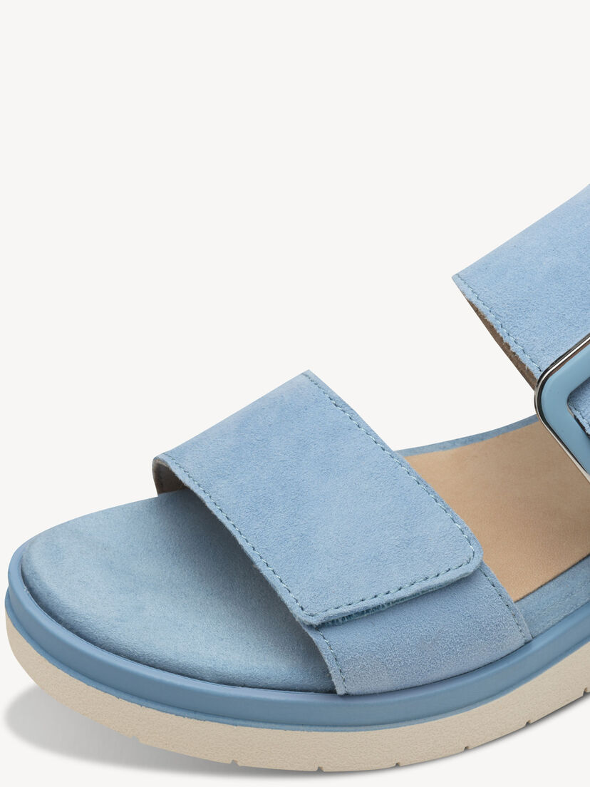 Leren Sandaaltje - blauw, LT BLUE SUEDE, hi-res