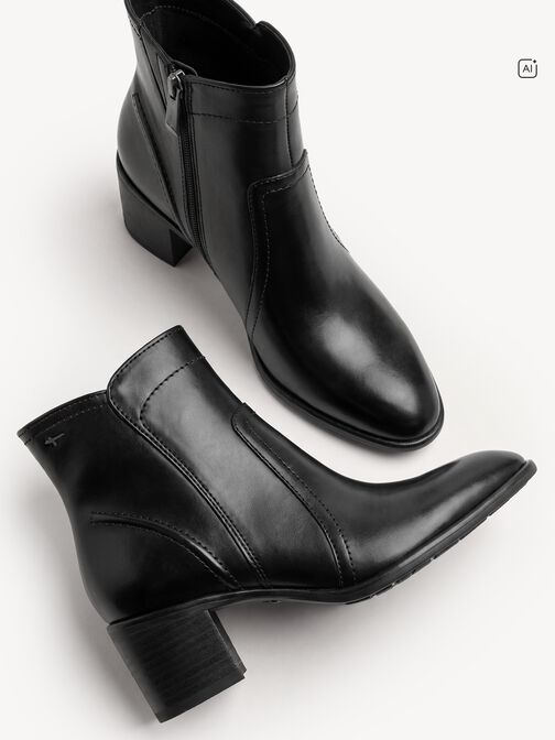 Bootie, BLACK LEATHER, hi-res