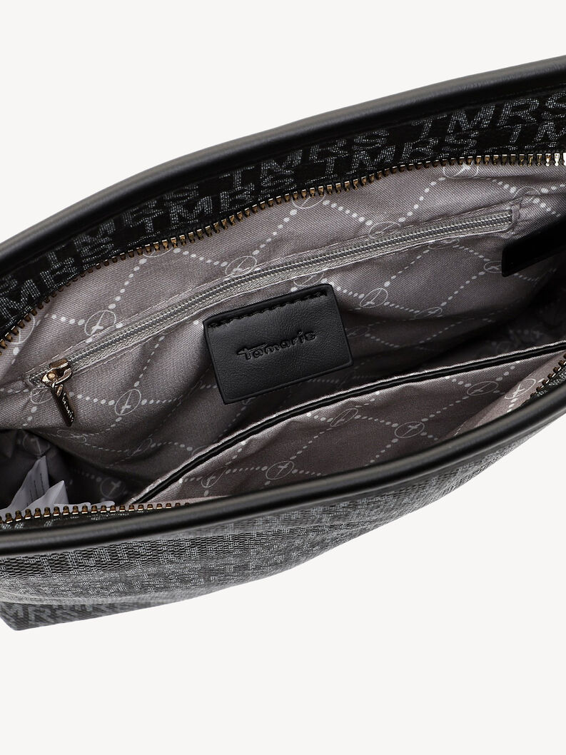 Gros plan de l&rsquo;int&eacute;rieur du sac avec poches et compartiment zipp&eacute;