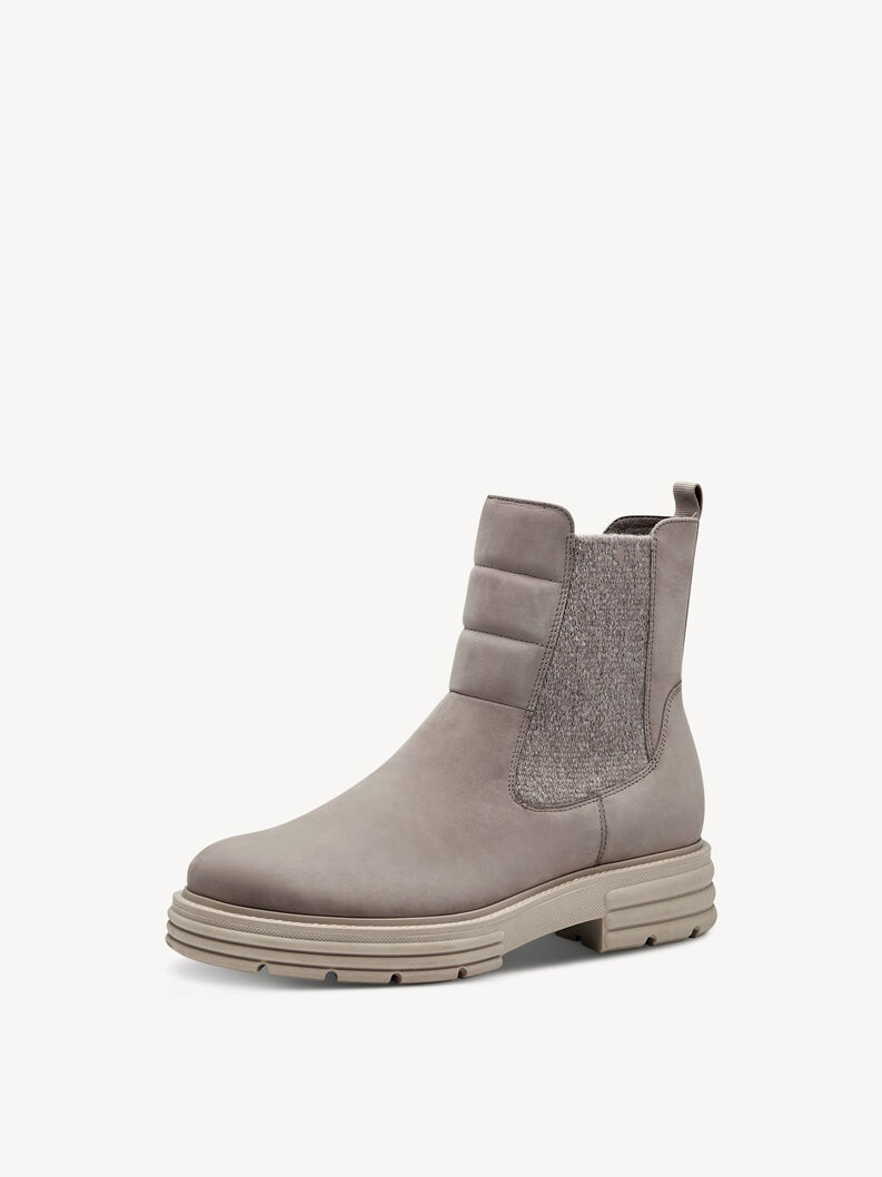 Bottine Chelsea en cuir - beige, TAUPE, hi-res