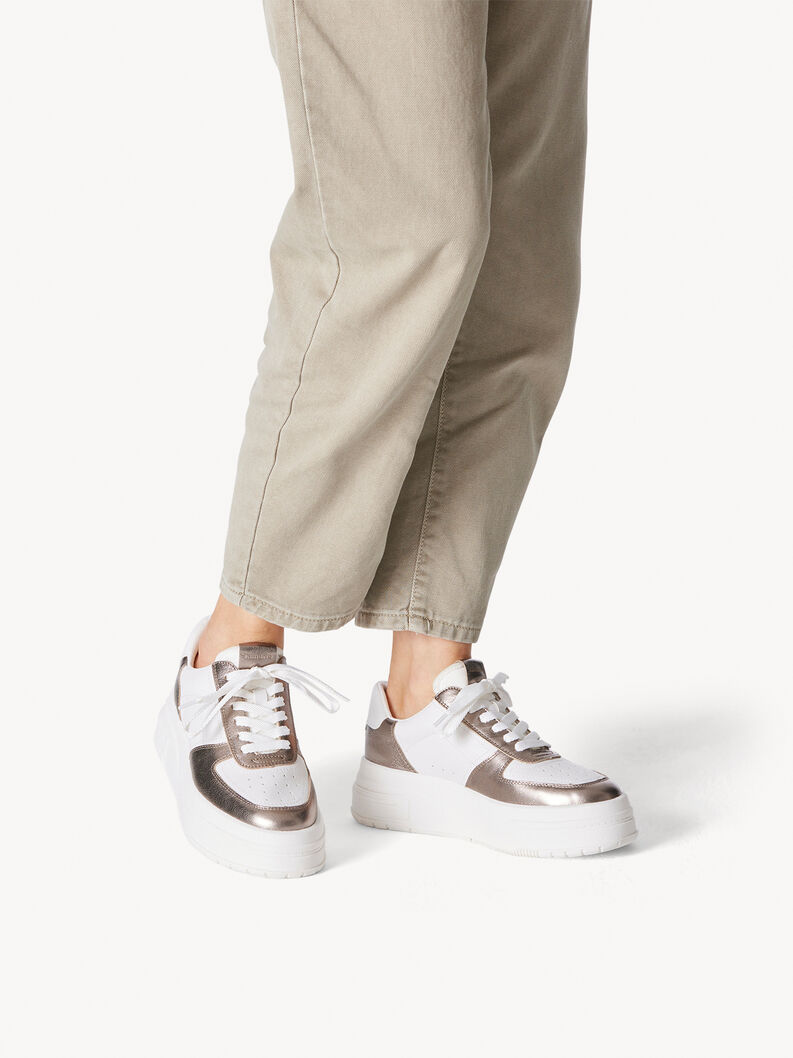 Leren Sneaker - wit, WHITE/PEWTER, hi-res
