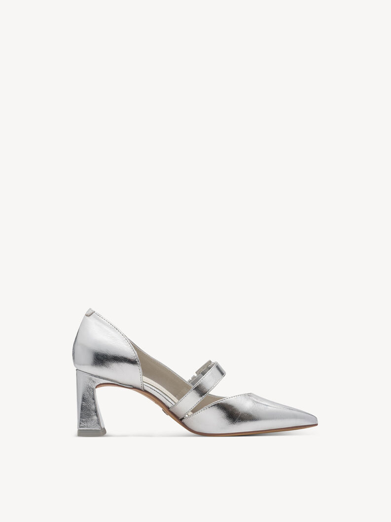 Lederpumps - metallic, SILVER, hi-res