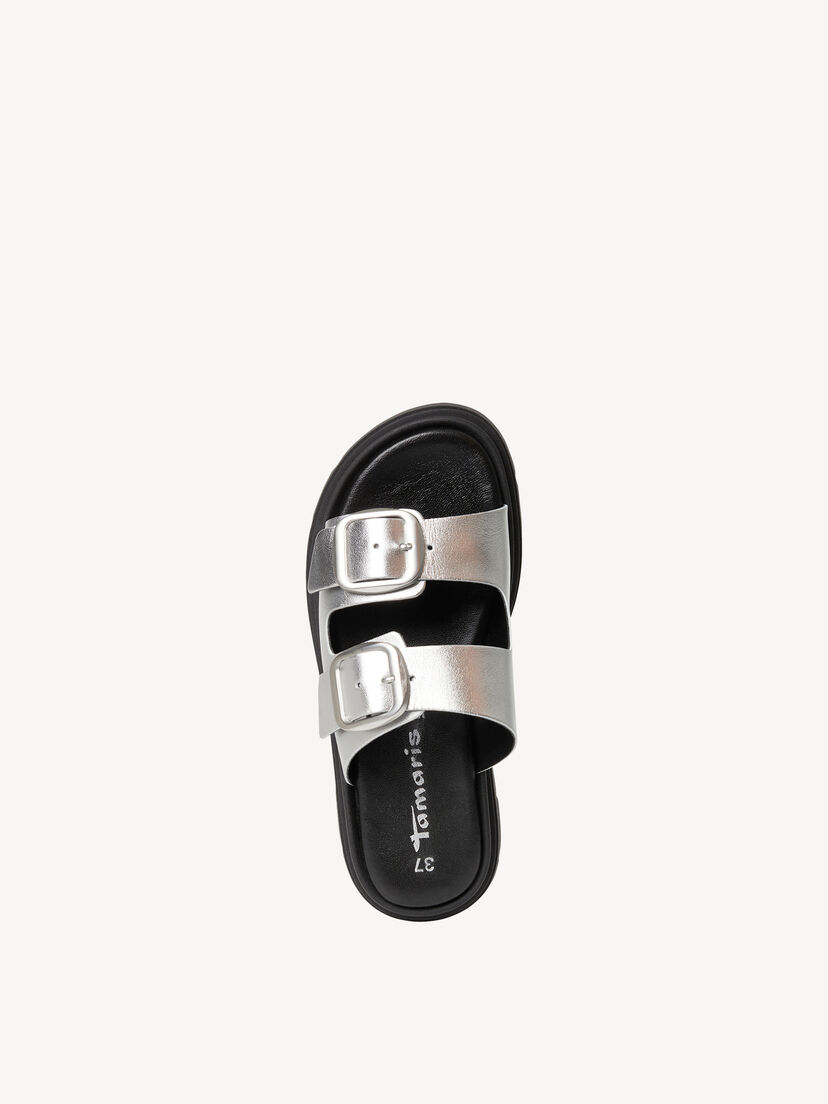Leren Slipper - metallic, SILVER, hi-res