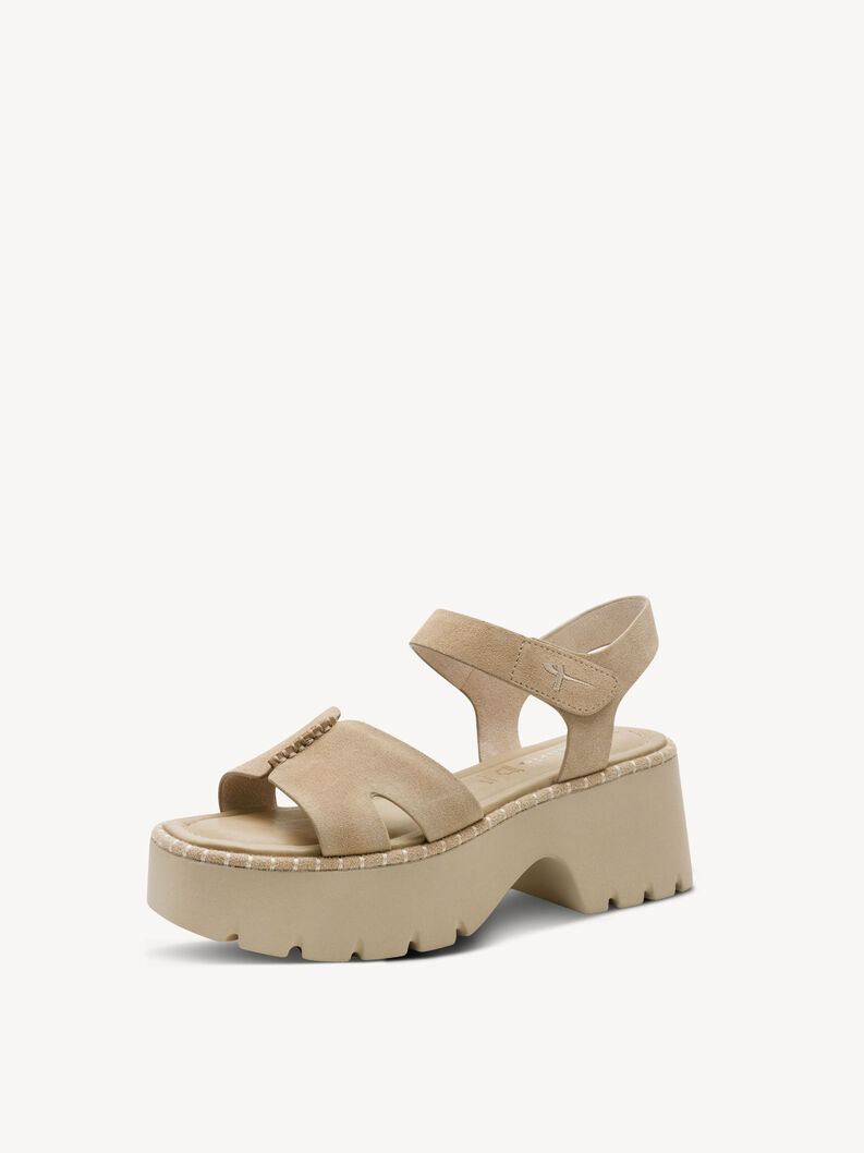 Ledersandalette - beige, TAUPE, hi-res