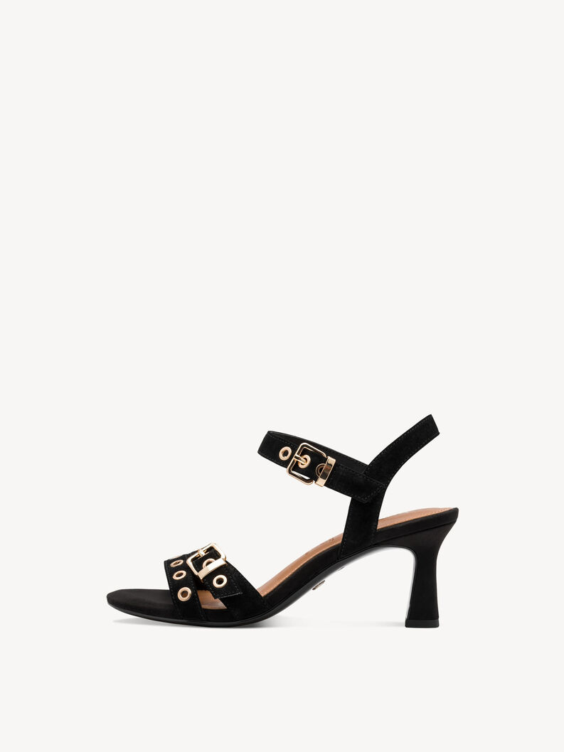 Leather Heeled sandal - black, BLACK, hi-res