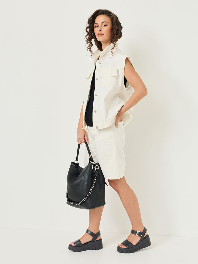 Leren Sandaaltje - zwart, BLACK LEATHER, hi-res