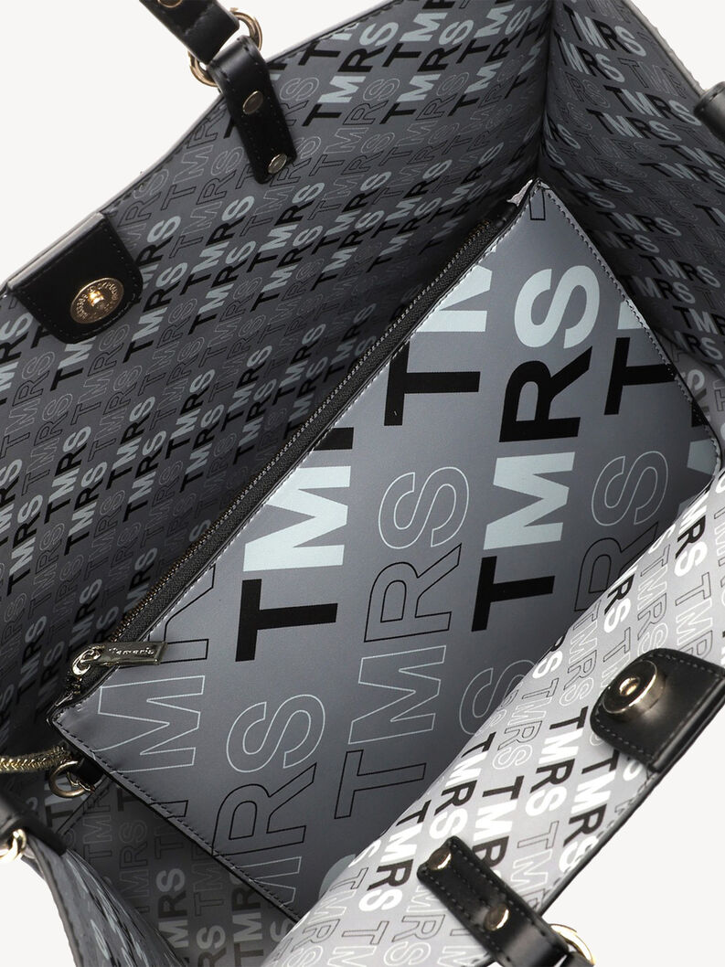 Gros plan sur la doublure int&eacute;rieure imprim&eacute;e TMRS du sac