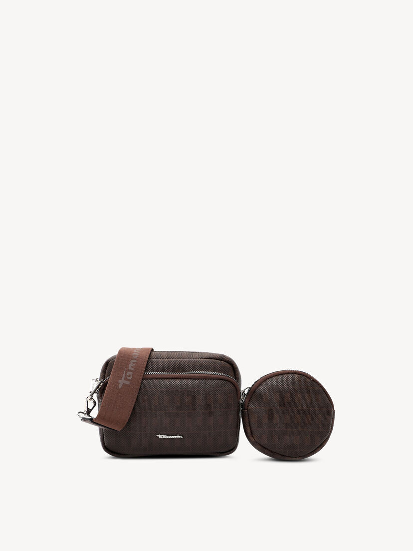 Bruine Tamaris tas met patroon en dubbele vakken