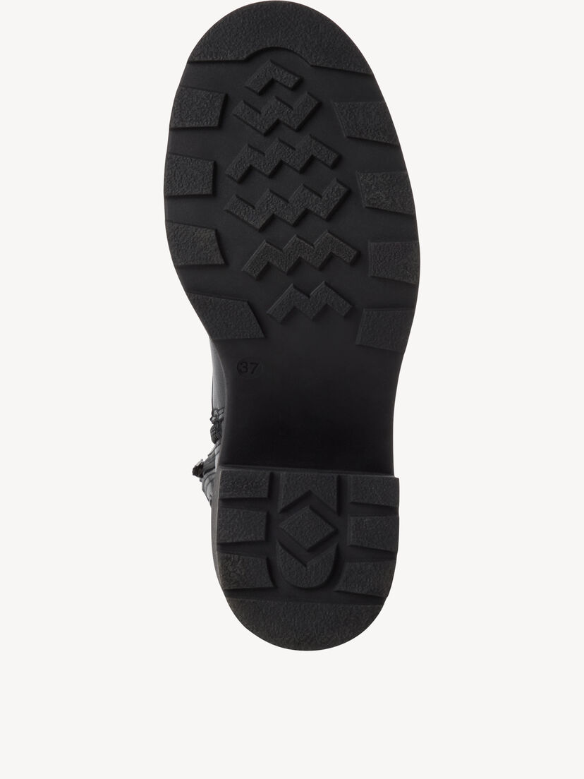 Leren Enkellaarsje - zwart, BLACK LEATHER, hi-res