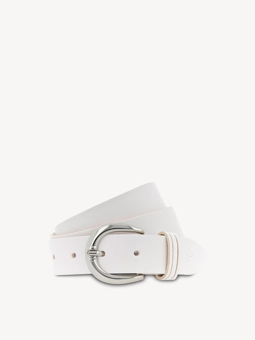 Leather belt, white, hi-res