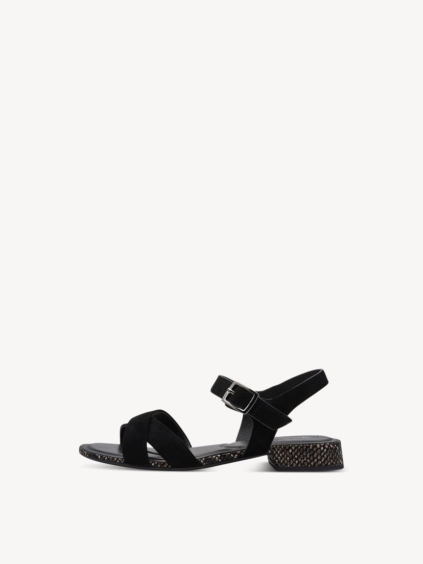 Leren Sandaal - zwart, BLACK, hi-res