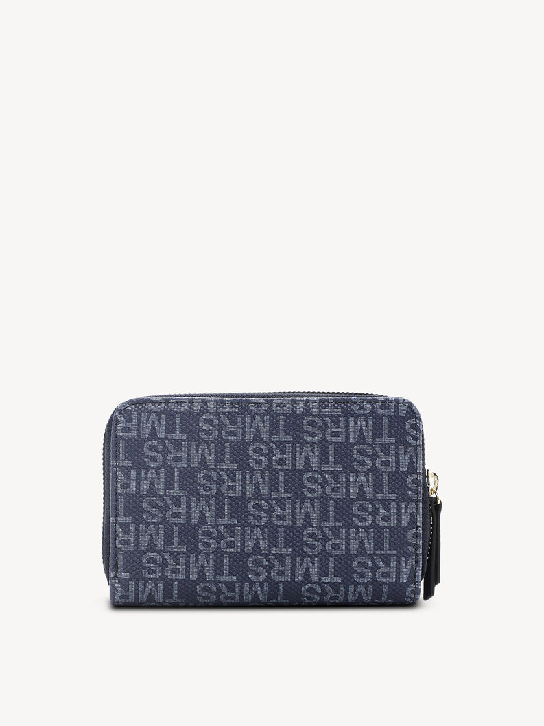 Portafoglio blu scuro Tamaris con monogramma visibile e chiusura con zip