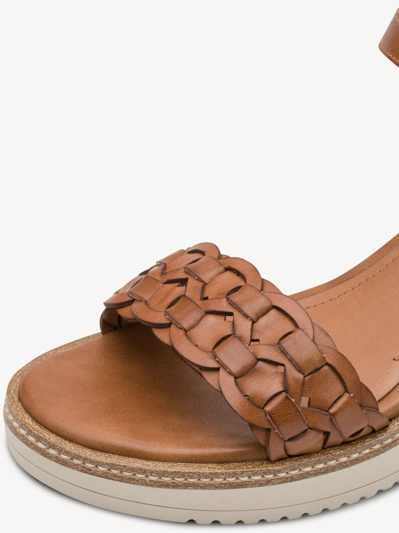 Leather Heeled sandal - brown, COGNAC, hi-res