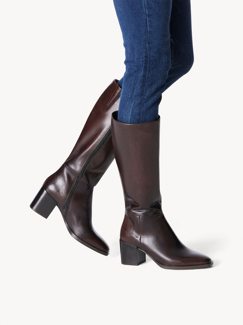 Leather Boots - brown, DARK BROWN, hi-res