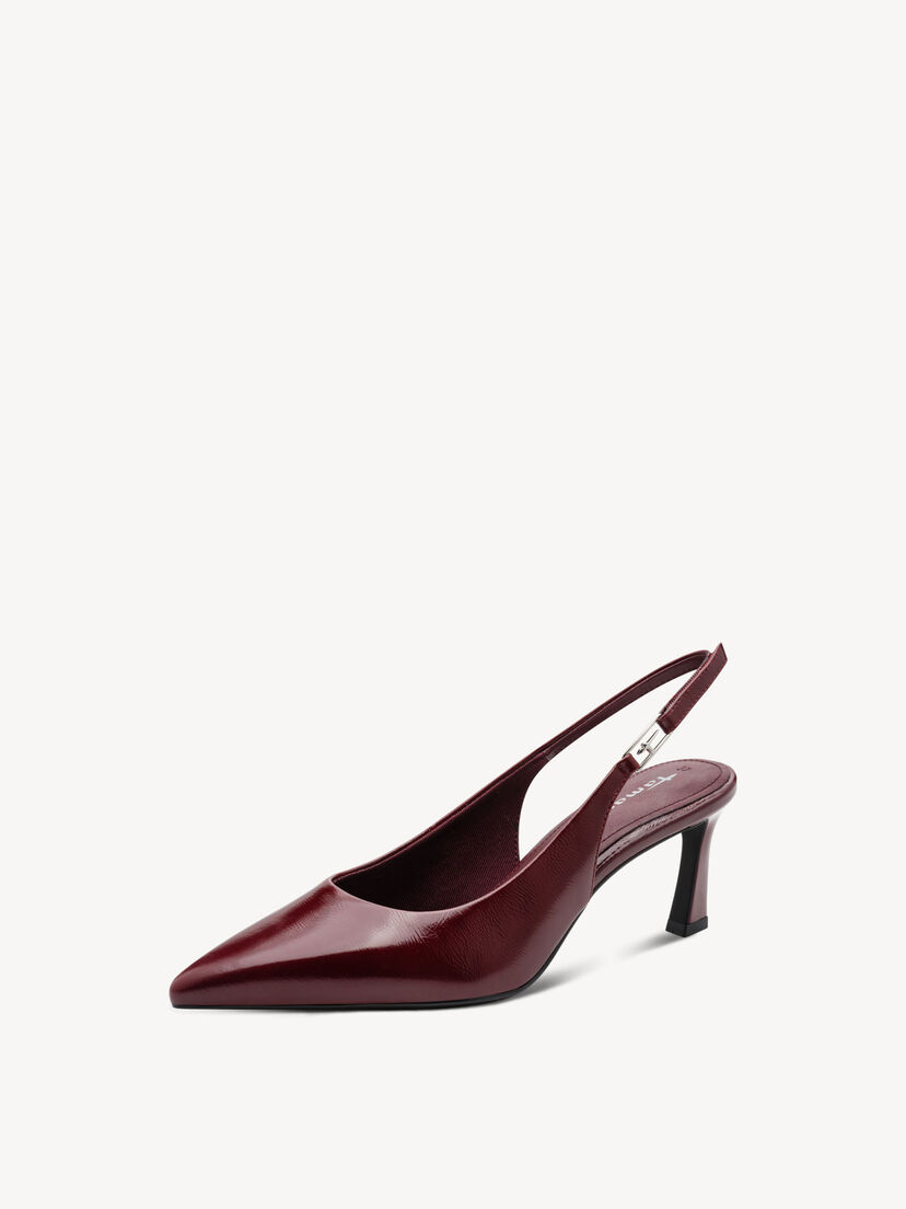 Leren Slingpumps - rood, MERLOT, hi-res