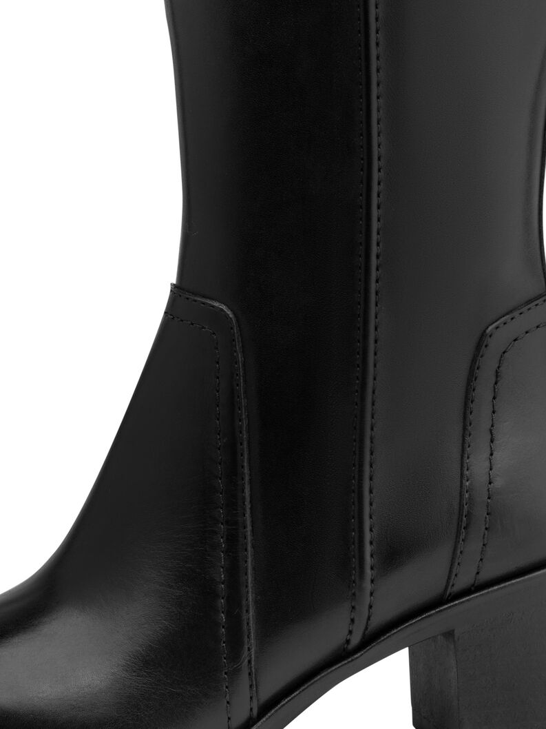 Kožen&eacute; Kozačky - čern&aacute;, BLACK LEATHER, hi-res