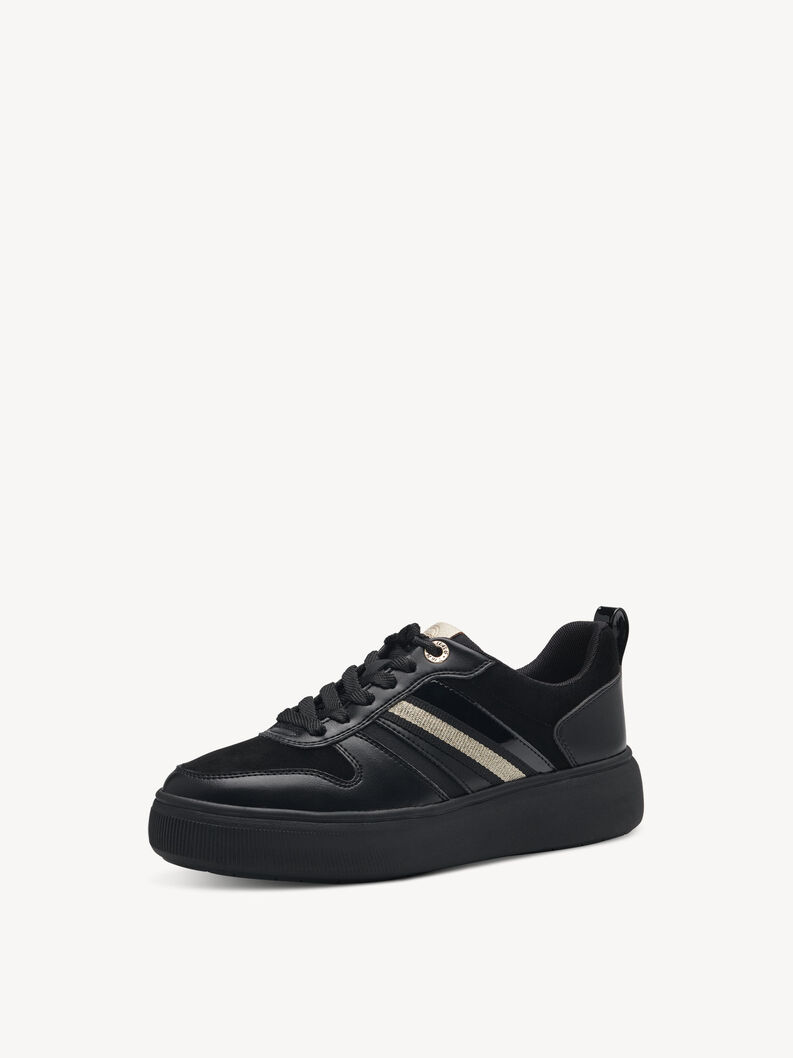 Leather Sneaker - black, BLACK/GOLD, hi-res