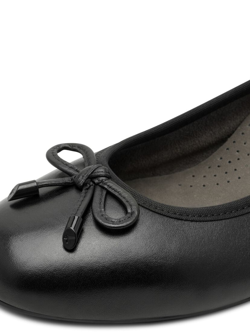 Leren Ballerina - zwart, BLACK, hi-res