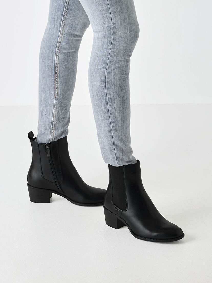 Leren Chelseaboot - zwart, BLACK LEATHER, hi-res