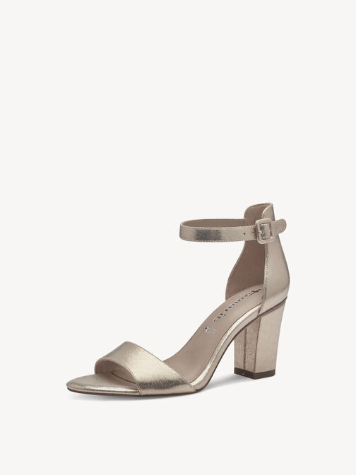 Sandale à talon, CHAMPAGNE MET., hi-res