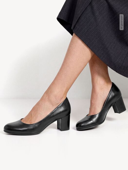 Leren Pumps - zwart, BLACK NAPPA, hi-res