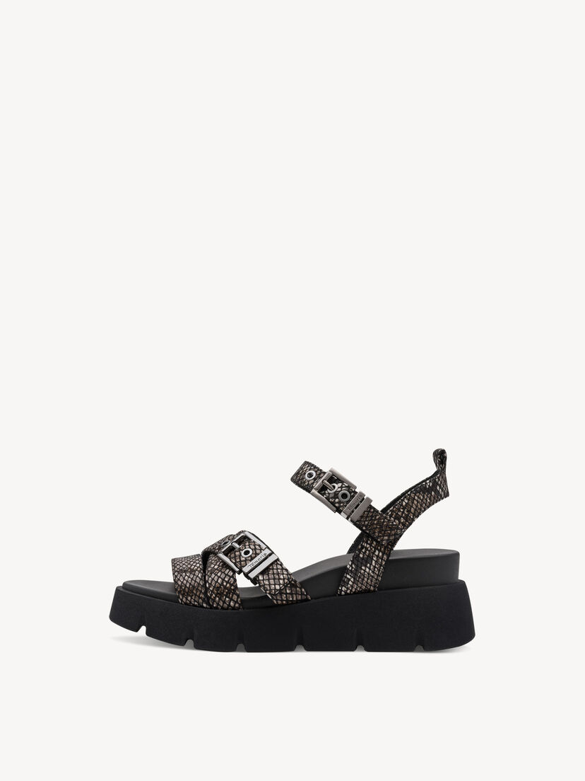 Sandaaltje - zwart, BLACK SNAKE, hi-res