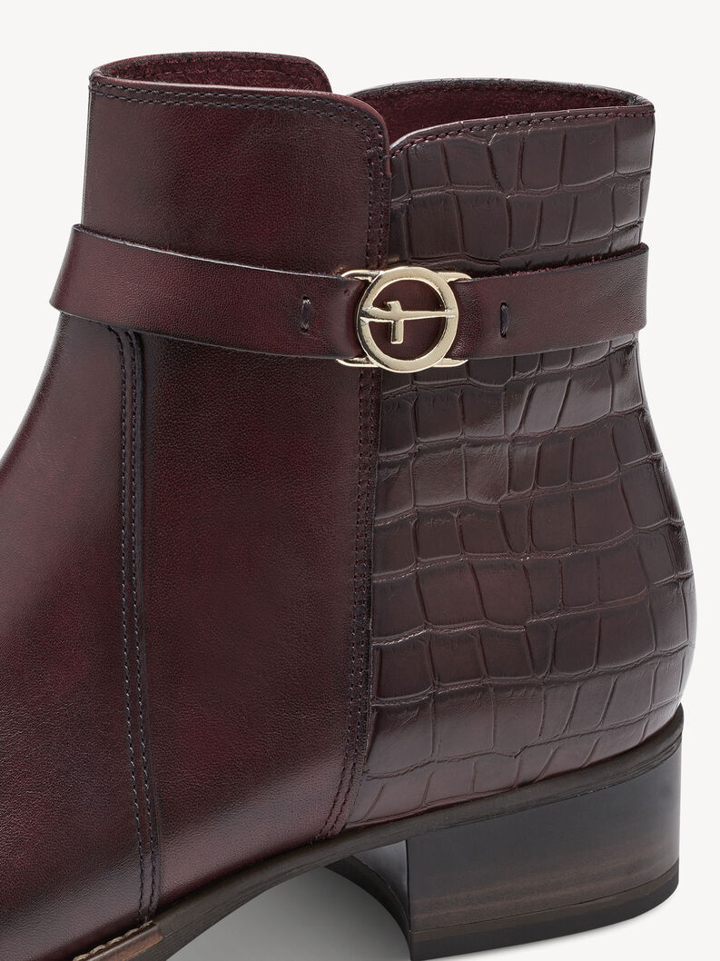 Leather Bootie - red, BORDEAUX, hi-res
