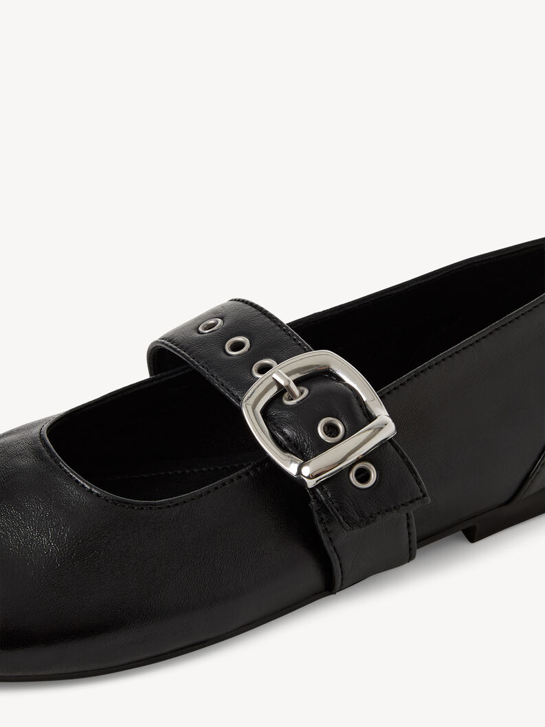 Lederballerina - schwarz, BLACK LEATHER, hi-res