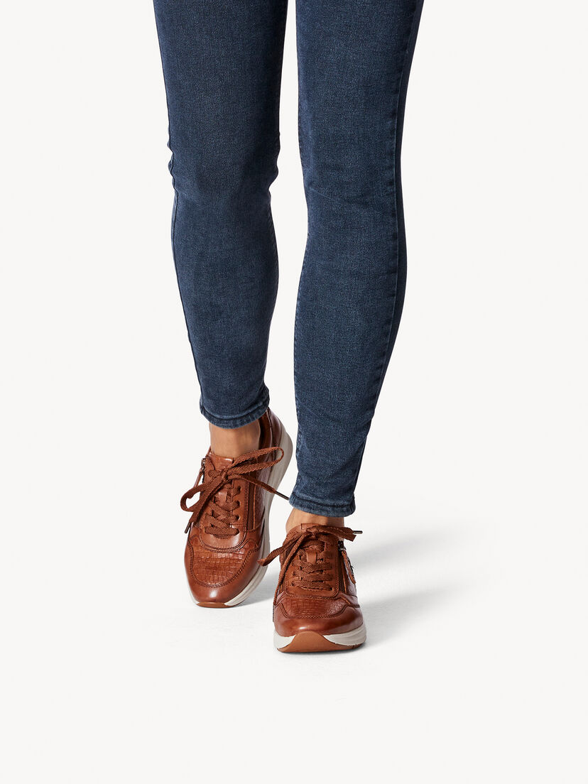 Leren Sneaker - bruin, COGNAC STRUCT., hi-res