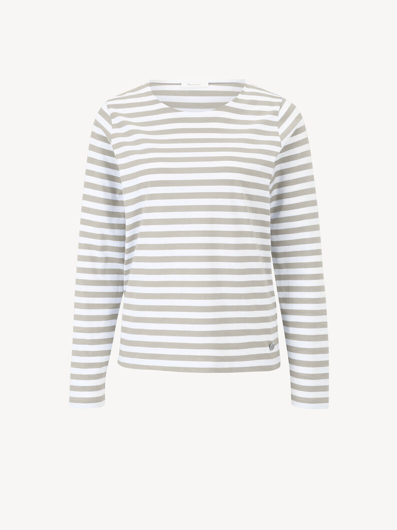 Longsleeve Shirt - hvid, Bright White/ Moonstruck Stripe, hi-res
