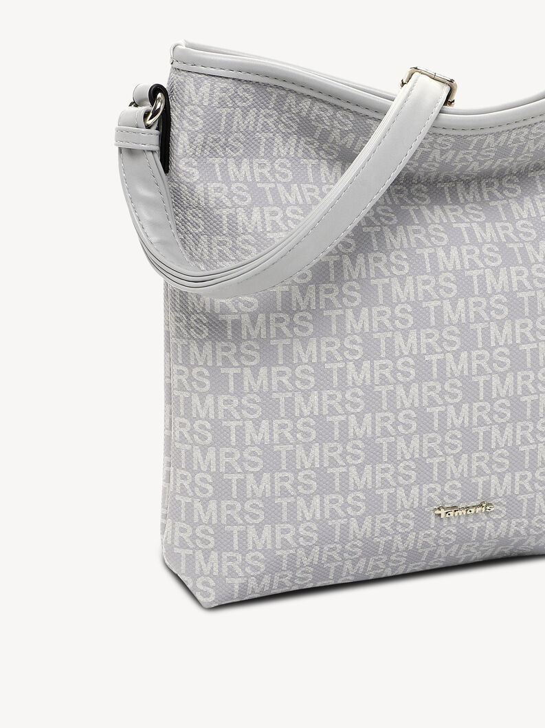 Sac bandouli&egrave;re gris avec monogramme et logo m&eacute;tallique Tamaris