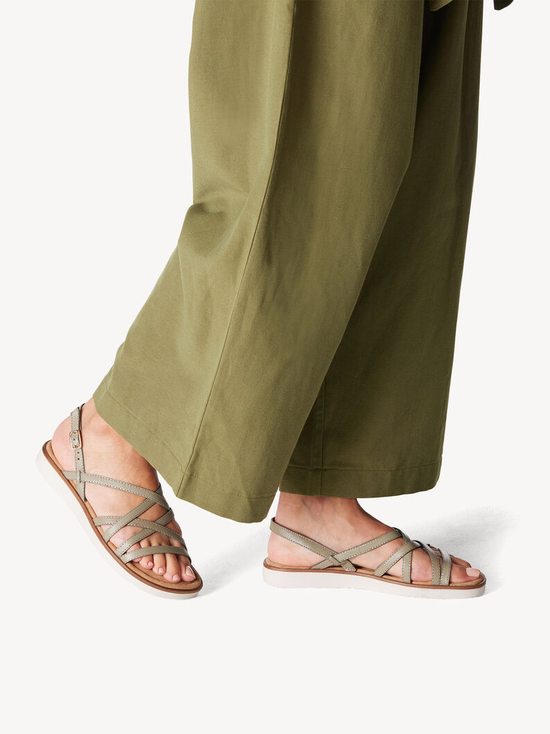 Sandale en cuir - vert, SAGE, hi-res