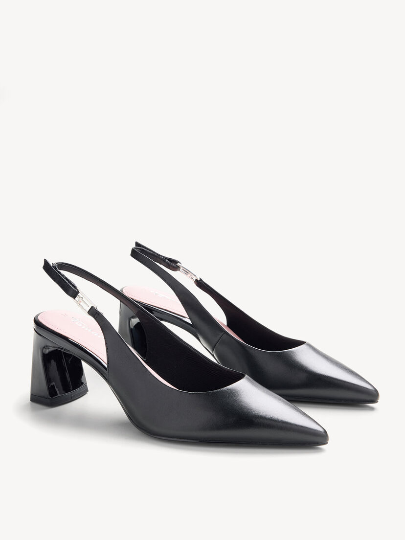 Slingpumps, BLACK LEATHER, hi-res
