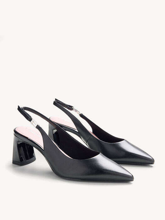 Slingpumps, BLACK LEATHER, hi-res