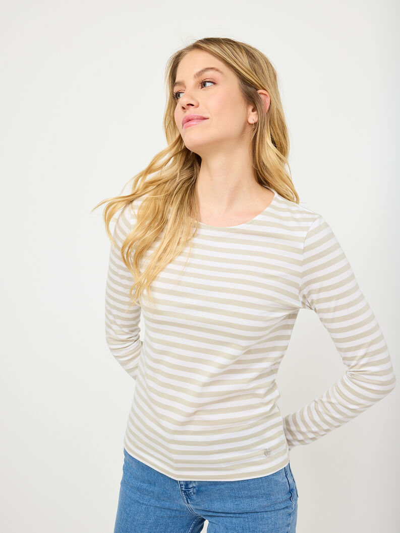 Long-sleeved shirt - white, Bright White/ Moonstruck Stripe, hi-res