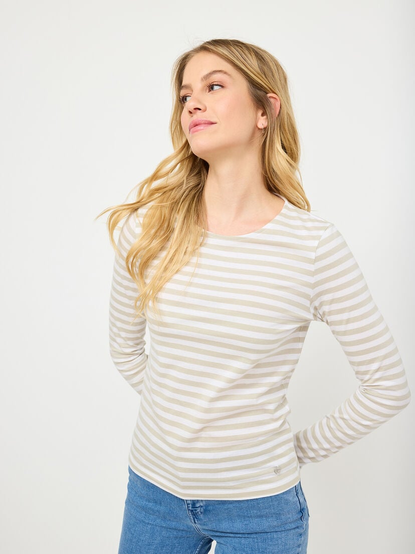 Longsleeve Shirt - wit, Bright White/ Moonstruck Stripe, hi-res