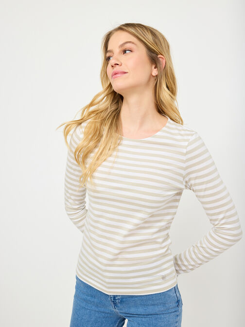 Longsleeve Shirt, Bright White/ Moonstruck Stripe, hi-res