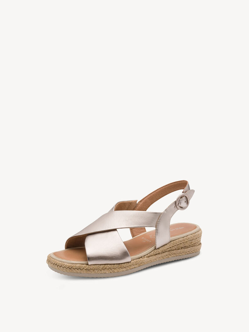 Leather Heeled sandal - metallic, LT GOLD, hi-res