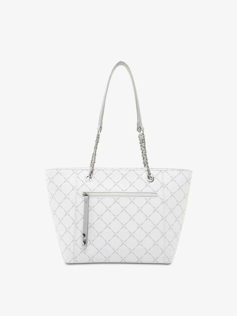 R&uuml;ckseite der wei&szlig;en Tamaris Tasche mit Rei&szlig;verschlusstasche