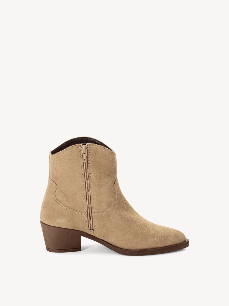 Lederstiefelette - beige, BEIGE, hi-res