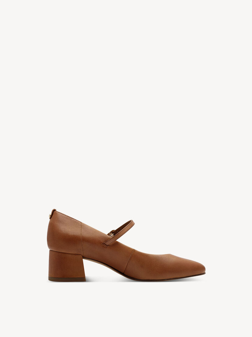 Leren Pumps - bruin, COGNAC LEATHER, hi-res