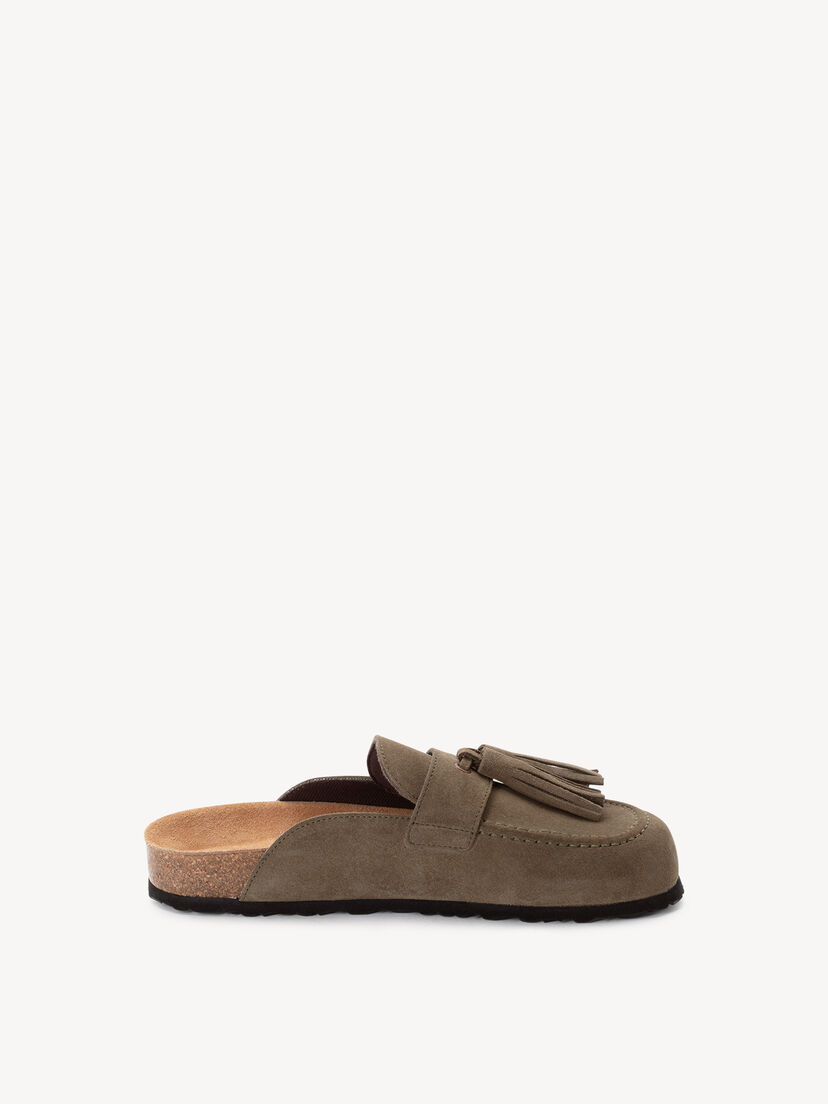 Leren Slipper - groen, OLIVE, hi-res