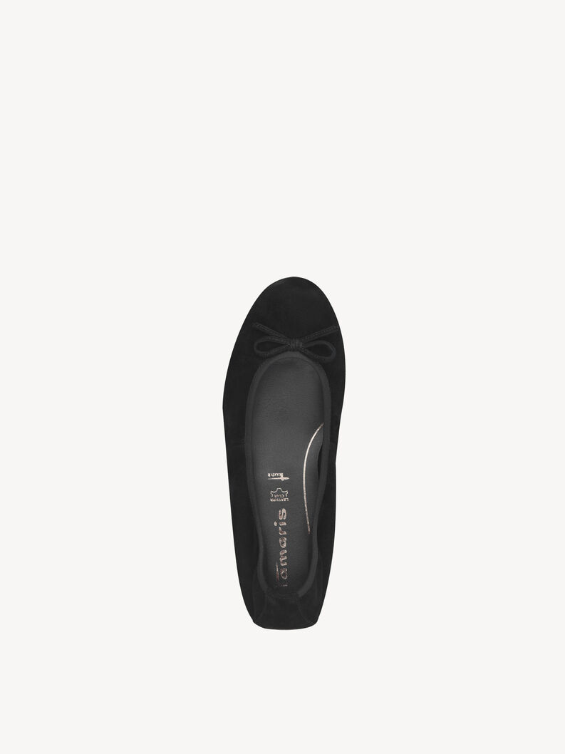 Leather Ballerina - black, BLACK SUEDE, hi-res