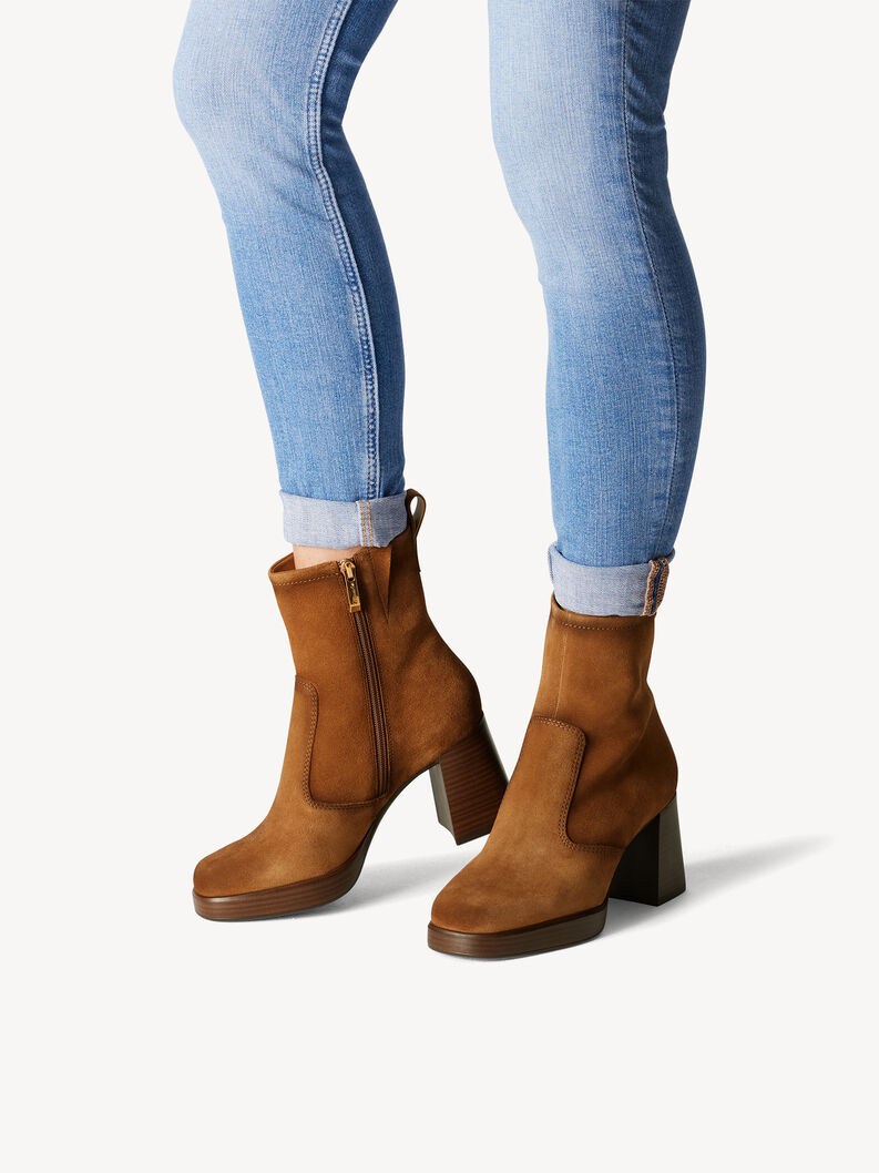 Leather Bootie - brown, COGNAC, hi-res