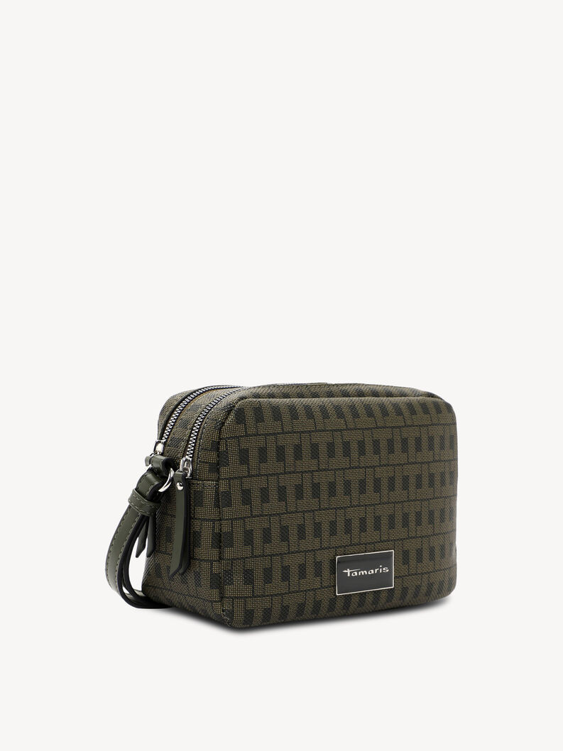Sac textile vert Tamaris avec fermeture &eacute;clair et motif monogramme