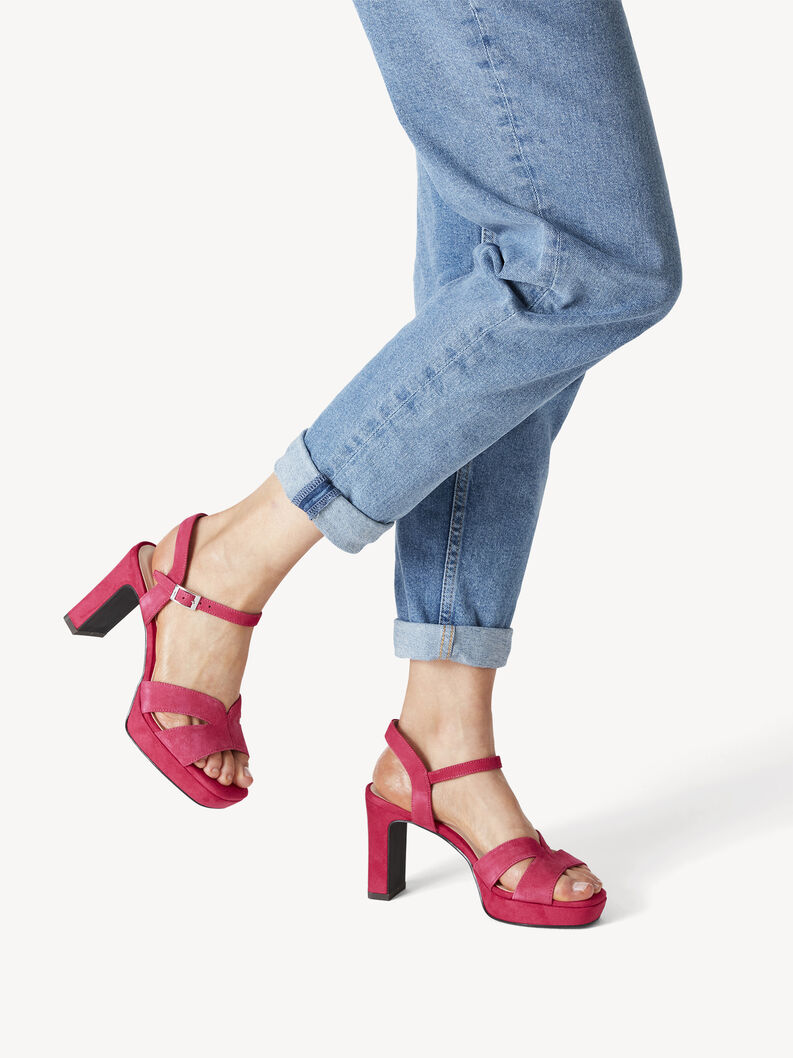 Kožené sandálky - křiklavě růžová, FUXIA, hi-res