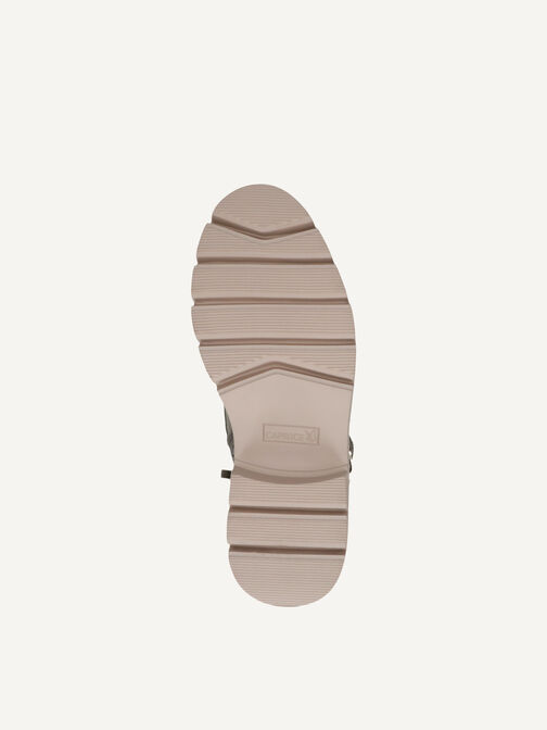 Beige Sohle mit markantem Profil und Caprice-Logo am Schuh