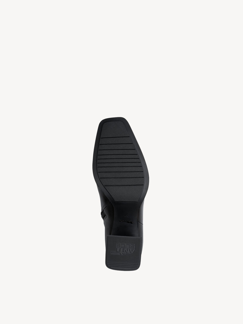 Leren Enkellaarsje - zwart, BLACK LEATHER, hi-res