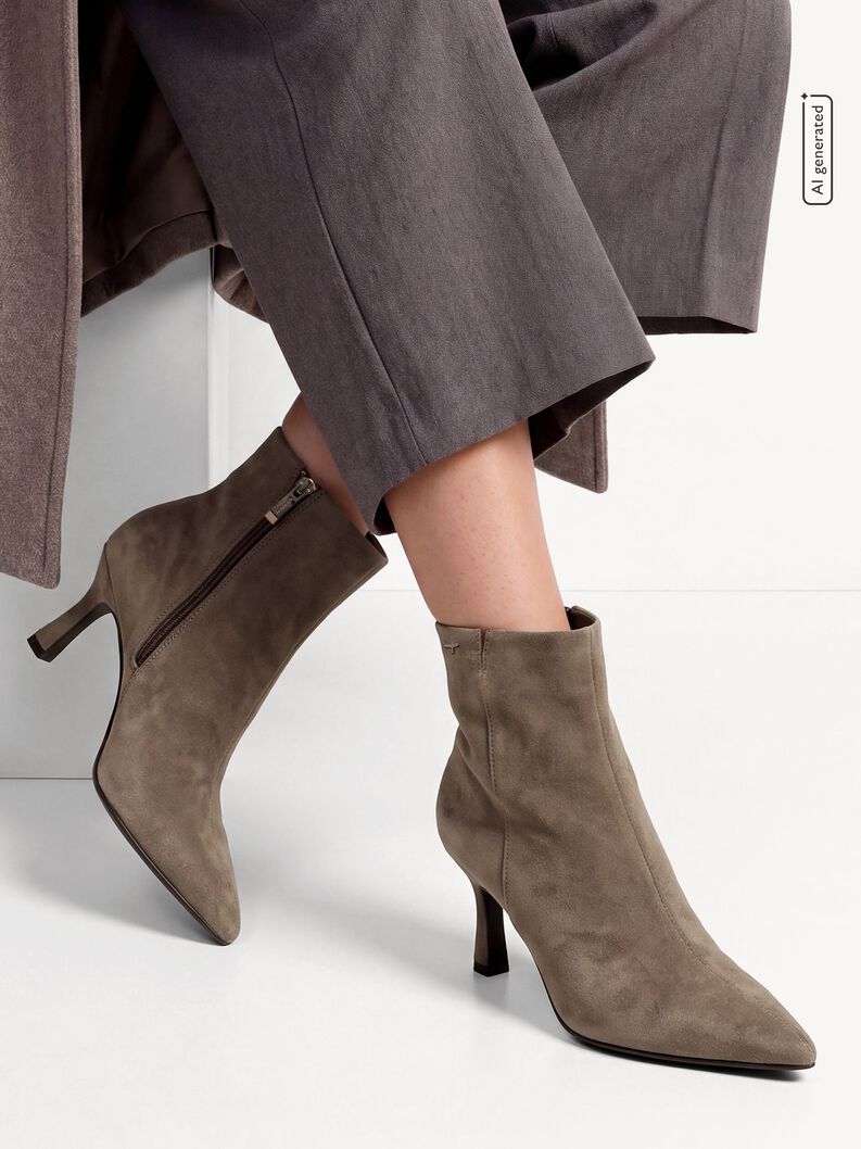 Bottine en cuir - beige, TAUPE, hi-res