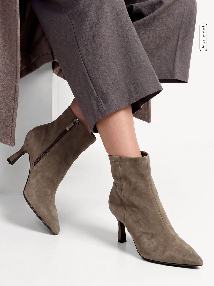 Leren Enkellaarsje - beige, TAUPE, hi-res